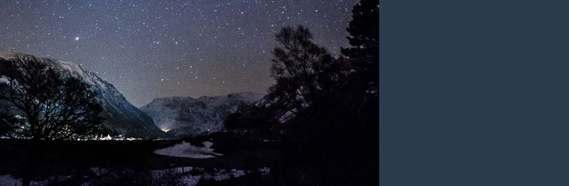 Nant Ffrancon valley stars - and Dru Yoga and Meditation training centre
