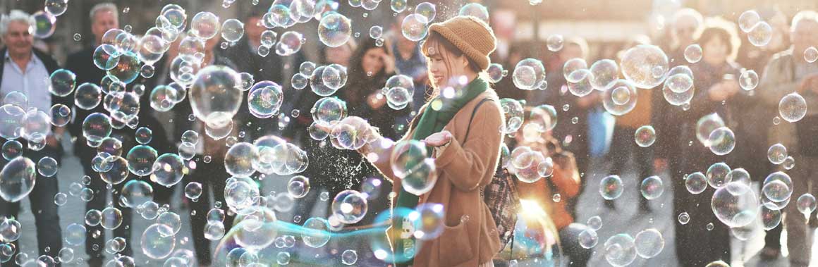 Woman and bubbles