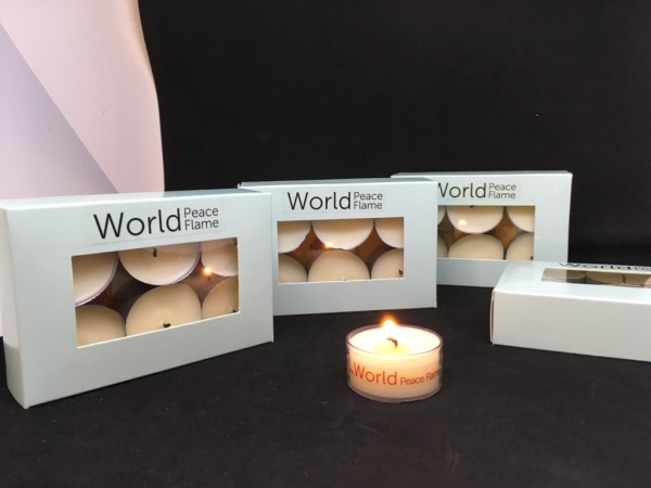 tealight candles, world peace flame, box set of six